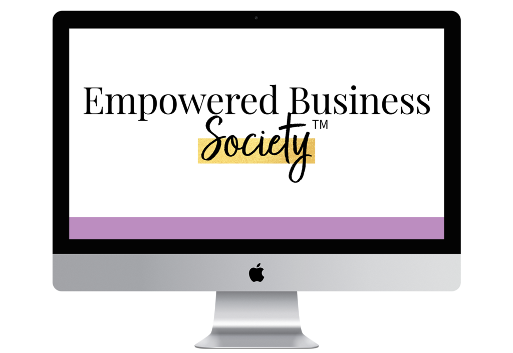 imac mockup with Empowered Business Society logo
