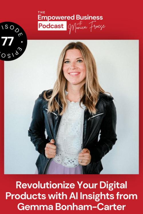 Empowered Business Podcast episode 77 with Gemma Bonham-Carter an expert on digital products and AI.