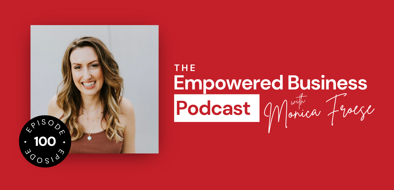 Headshot of Cheryl Rerick next to the Empowered Business® Podcast episode 100 logo.
