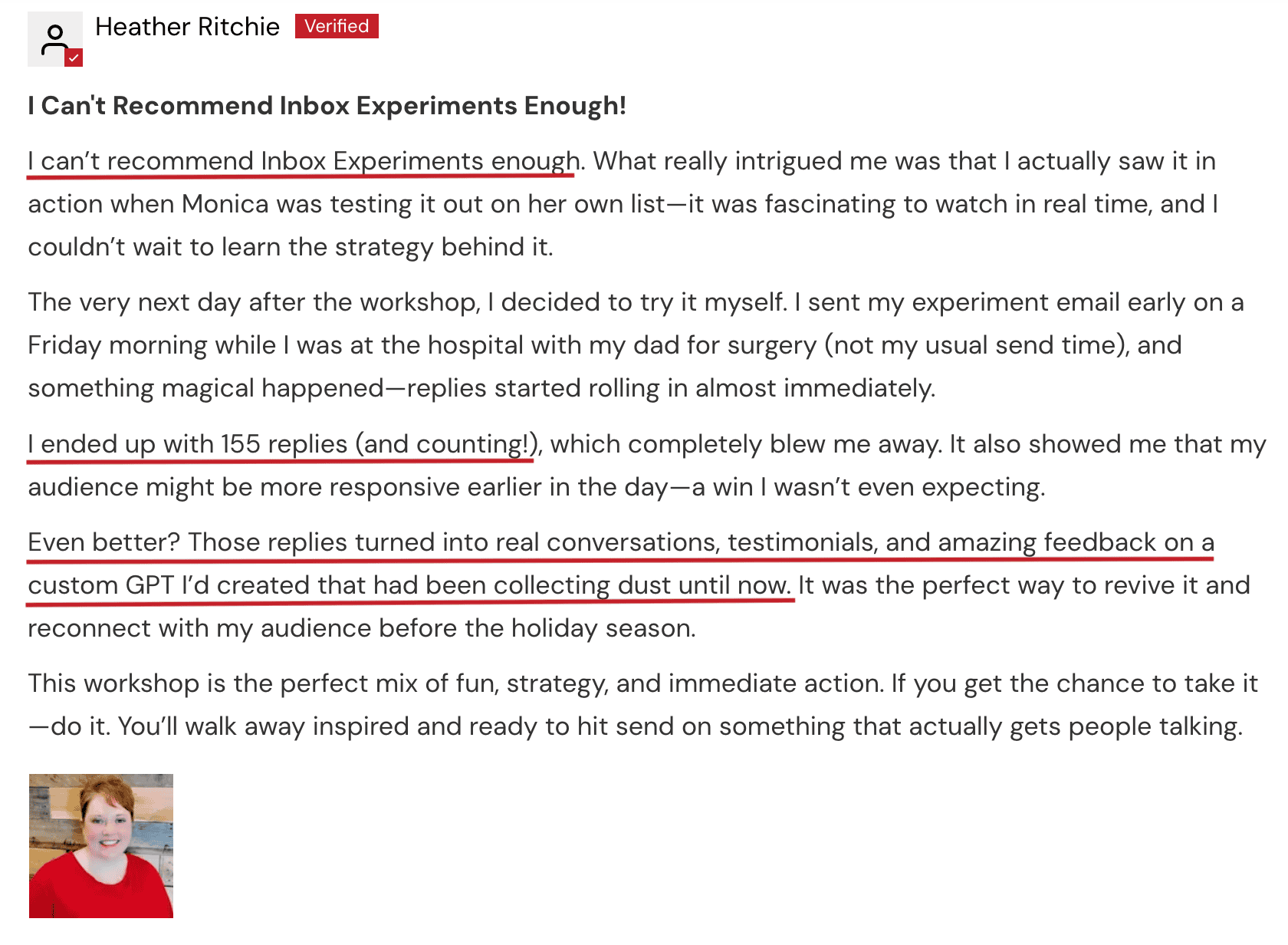 Inbox Experiments student result