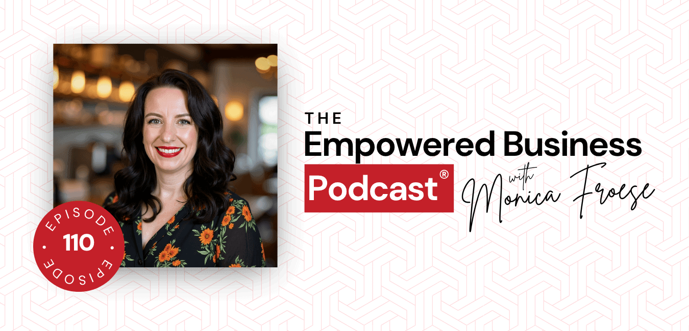 Headshot of Monica Froese next to the Empowered Business® Podcast episode 110 logo.